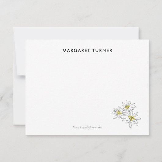 Edelweiss Alpiene Wilde Bloem Handgeïllustreerd Bo Bedankkaart (Achterkant)