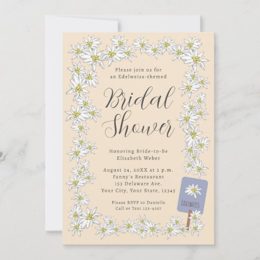 Edelweiss Alps Wildflower Champagne Vrijgezellenfe Kaart (Voorkant)