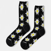 Edelweiss Doodle Flowers Black Creming Sokken (Links)