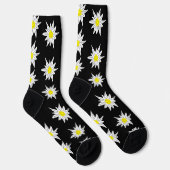 Edelweiss Doodle Flowers Black Creming Sokken (Rechts)