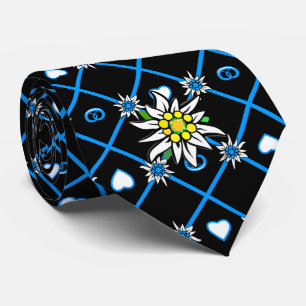 Edelweiss en Edelweiss-patroon op zwarte das