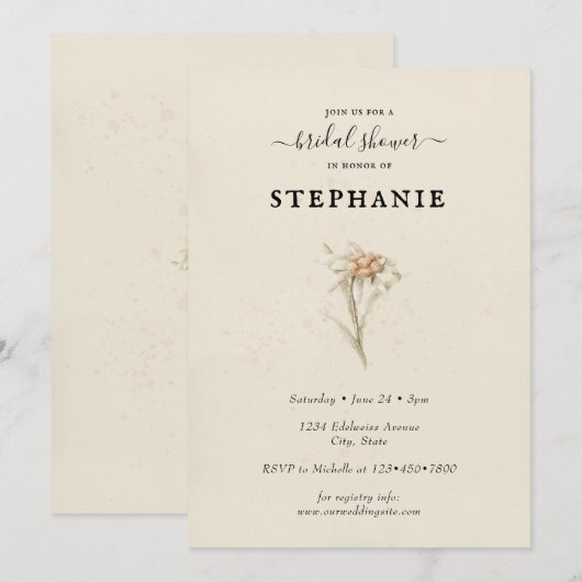 Edelweiss Floral Bridal Shower Kaart (Voorkant / Achterkant)