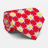 Edelweiss Flower Pattern Red Stropdas (Opgerold)