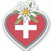 Edelweiss hart Zwitserse vlag Die Cut Sticker (Voorkant)