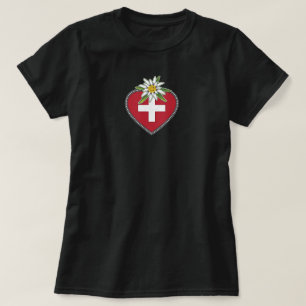 Edelweiss Heart Swiss Flag T-shirt