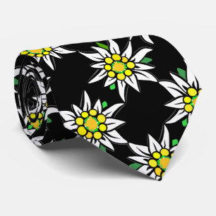 Edelweiß in zwart-wit, voor Beierse ventilatoren Stropdas