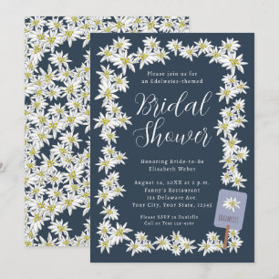 Edelweiss Navy Blue Wildflower Vrijgezellenfeest Kaart