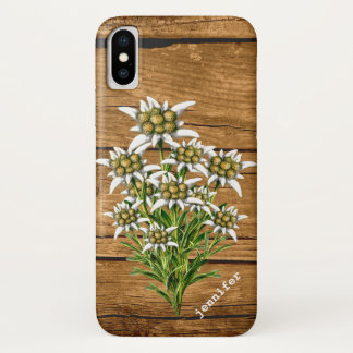 Edelweiss on Wood Look Custom iPhone X Coque