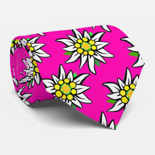 Edelweiß op roze, voor Beieren-ventilatoren Stropdas