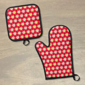 Edelweiss Patroon Rode Oven Mitt en Pothouder Set