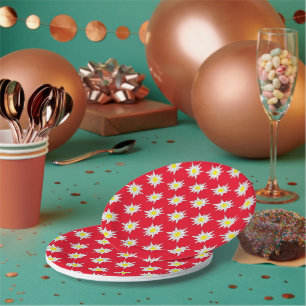 Edelweiss Patroon Rood Rond Papier Bord