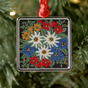 Edelweiss Zwitsers alpenventiel Metalen Ornament