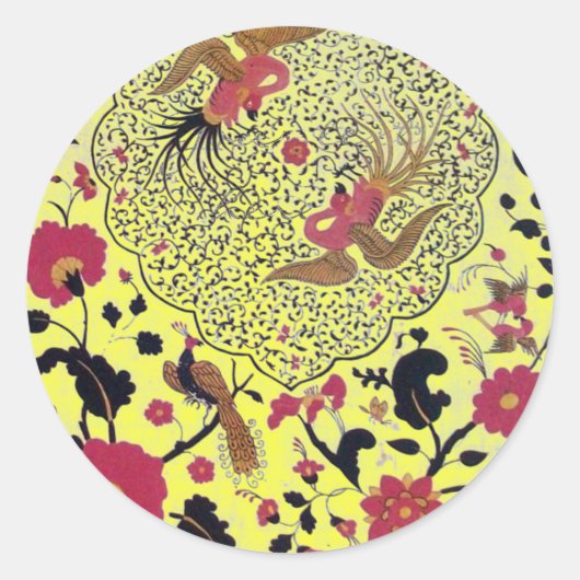 EDEN/TORTELDUIFJES, PEACOCK EN RODE ROSEN RONDE STICKER (Voorkant)