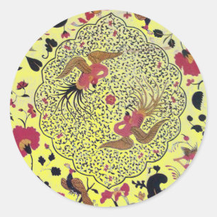 EDEN/TORTELDUIFJES, PEACOCK EN RODE ROSEN RONDE STICKER