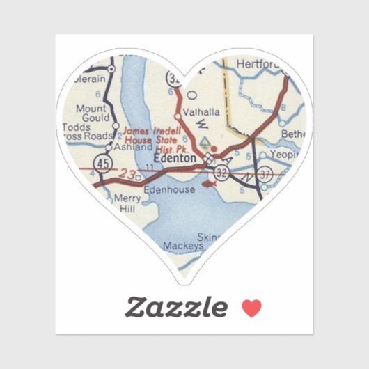Edenton NC  Map Sticker (Vel)