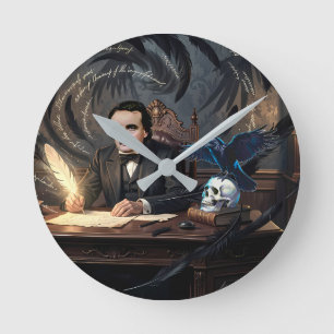 Edgar A. Poe 'The Raven' Componeren in Gotische Dr Ronde Klok
