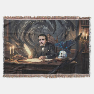 Edgar A. Poe 'The Raven' Componerend In Gotische D Deken