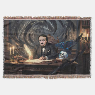 Edgar A. Poe 'The Raven' Componerend In Gotische D Deken