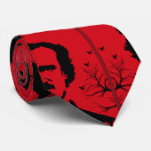 Edgar Allan Poe Black Raven Stropdas (Opgerold)