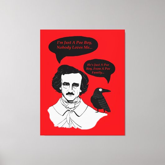 Edgar Allan Poe Boy en Raven Canvas Afdruk (Voorkant)