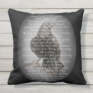 Edgar Allan Poe de Waterverf Raven Poem Raven Buitenkussen