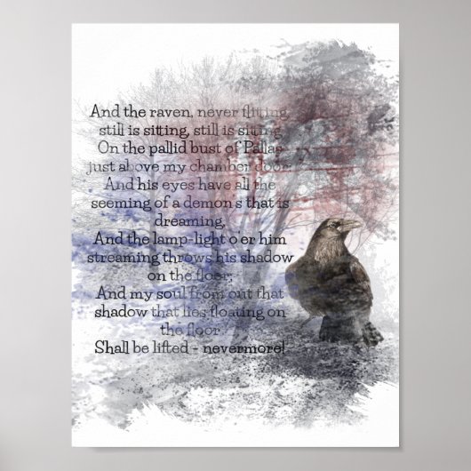 Edgar Allan Poe de Waterverf Raven Poem Raven Poster (Voorkant)