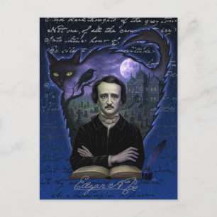 Edgar Allan Poe Gotische Raaf Ansichtkaart Briefkaart