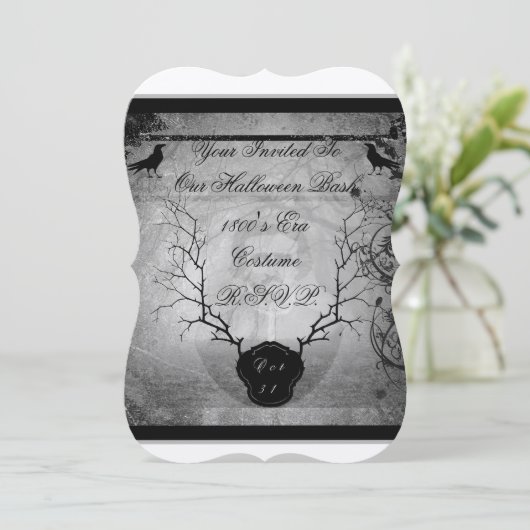 Edgar Allan Poe Halloween Party Kaart (Staand voorkant)