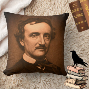 Edgar Allan Poe Headshot Gothic Moody Spooky Kussen