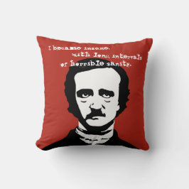 Edgar Allan Poe Insane Quote Silhouette Kussen
