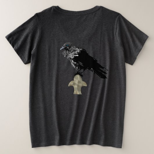 Edgar Allan Poe is de Raven Grote Maat T-shirt (Design achterkant)