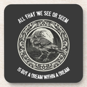 Edgar Allan Poe Poet Author Dream Raven Medallion Bier Onderzetter
