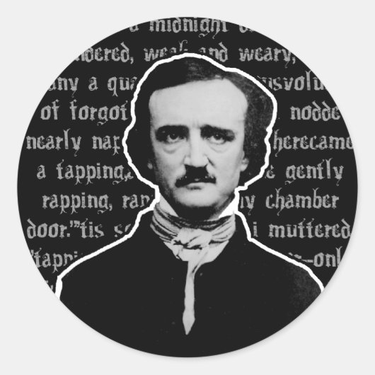 Edgar Allan Poe Ronde Sticker (Voorkant)