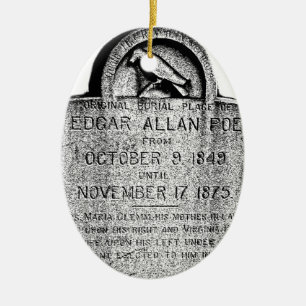 Edgar Allan Poe Tombstone. Creepy Halloween Afbeel Keramisch Ornament