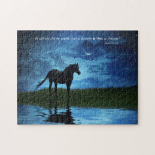 Edgar Allan Poe's gedicht met Surreal Horse en Sky Legpuzzel