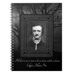Edgar Allen Poe Quote Creepy Forest Black/Grey Notitieboek