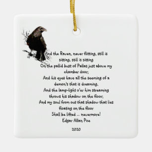 Edgar Allen Poe Quote Waterverf Raven Bird Keramisch Ornament