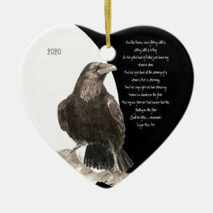 Edgar Allen Poe Quote Waterverf Raven Bird Keramisch Ornament