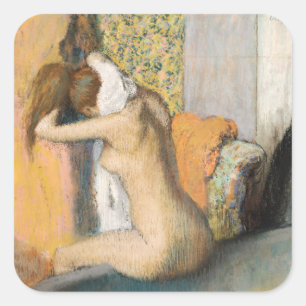 Edgar Degas After the Bath, Woman Drying Neck Vierkante Sticker