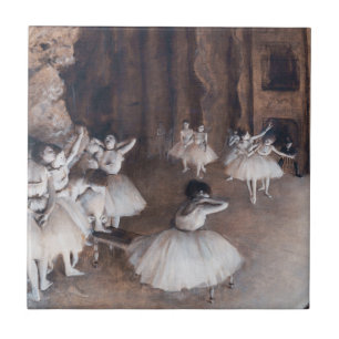 Edgar Degas - Balletrepetitie op het podium Tegeltje