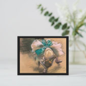 Edgar Degas Dancer die haar schoenribbons aan het Briefkaart (Staand voorkant)