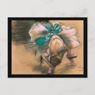 Edgar Degas Dancer die haar schoenribbons aan het Briefkaart