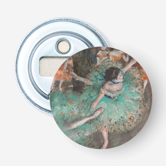 Edgar Degas - Dancer zwaaien/danser in groen Button Flesopener (Voorkant)