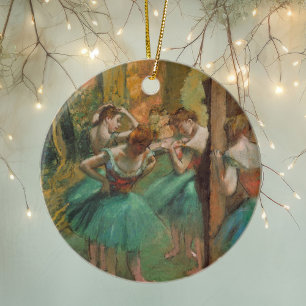 Edgar Degas Dancers Pink en Green Impressionist Keramisch Ornament