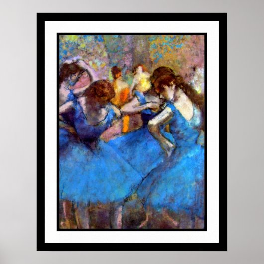 Edgar Degas - dansers in blauw - balletdanslang Poster (Voorkant)