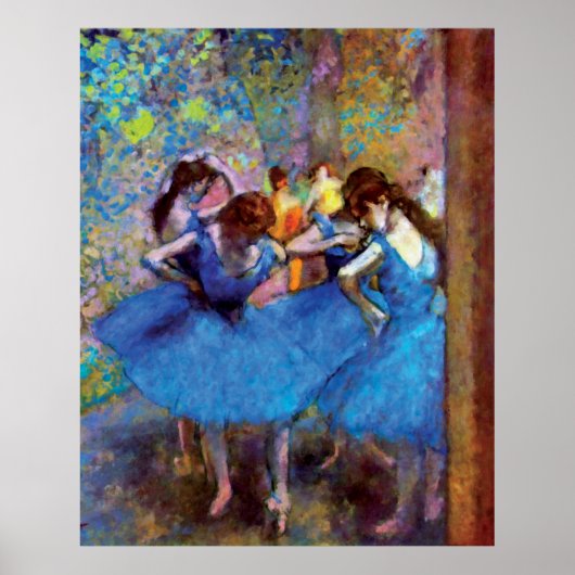 Edgar Degas - dansers in blauw - balletdanslang Poster (Voorkant)