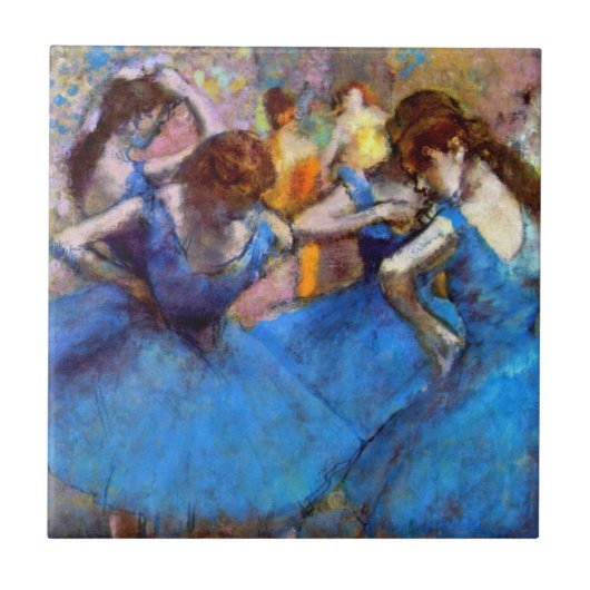 Edgar Degas - dansers in blauw - balletdanslang Tegeltje (Voorkant)