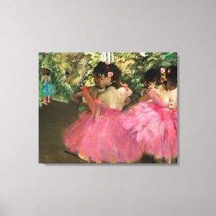 Edgar Degas - dansers in roze Canvas Afdruk