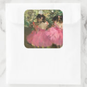 Edgar Degas - dansers in roze Vierkante Sticker (Tas)