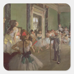 Edgar Degas De dansklasse, c.1873-76 Vierkante Sticker